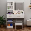ORRD 3-in-1 Makeup Vanity Desk with Glass Top & Charging Station | Vanity Set with Mirror, 3 Drawers & Stool - 2 of 4