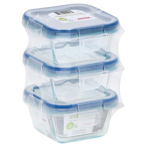 Snapware 1-Cup Total Solution Square Food Storage Container, Glass (Pack of  3)