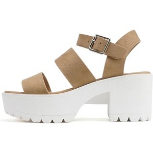 Soda ACCOUNT Women's Open Toe Block Heel Platform Sandals with Adjustable Ankle Strap - 1 of 4