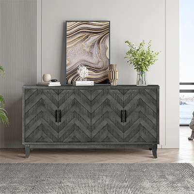 Wooden Sideboard Furniture Living Room Sideboard Entrance Console Cabinet Storage Cabinet With 4 Doors And Adjustable Shelves-Maison Boucle