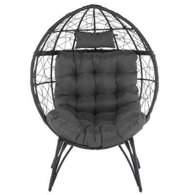 Karl Home | Gray Wicker and Metal Patio Egg Chair