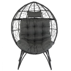 Karl Home | Gray Wicker and Metal Patio Egg Chair - 1 of 4