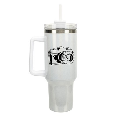 Elanze Designs Old Fashioned Vintage Film Camera 40 oz. Stainless Steel, Large Water Bottle Coffee Mug, Spill & Leak Resistant, Thermal Travel Tumbler