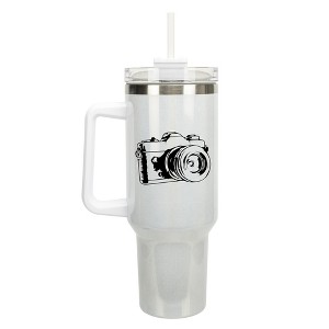 Elanze Designs Old Fashioned Vintage Film Camera 40 oz. Stainless Steel, Large Water Bottle Coffee Mug, Spill & Leak Resistant, Thermal Travel Tumbler - 1 of 1