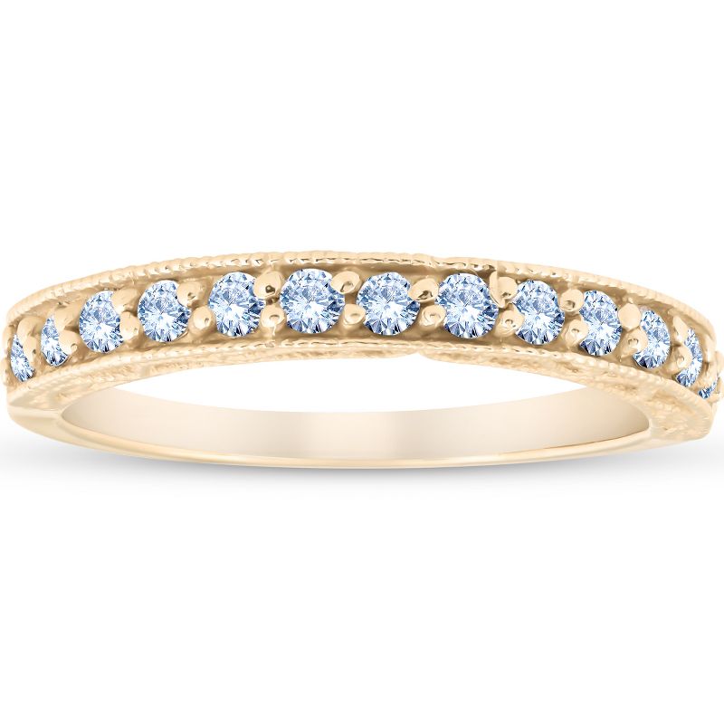 Pompeii3 1/2Ct Diamond Wedding Ring Vintage Antique Accent Womens Band 14k Yellow Gold, 1 of 5