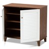 Coolidge 4 Shelf Wood Shoe Cabinet White/Walnut - Baxton Studio - image 2 of 4