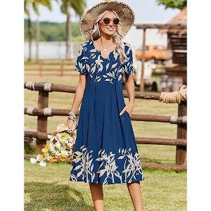 target casual summer dresses Zeagoo for Women 2026 Short Sleeve Aline Midi Dress with Pocket Flowy Pleated Tshirt Beach Sundress SP121 2XL details:Pleated Dresses finished piece Celisse Embossed Off-Shoulder Ruffle Fashion Size:S