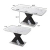 NicBex  Modern Rectangle Stretchable Dining Table,Kitchen Table with White Marble Tabletop and Metal Base for 6-8 Seaters,Gray White+Black - 3 of 4