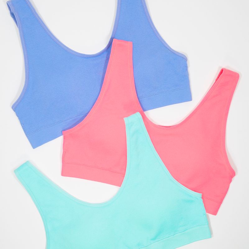 Fruit of the Loom Girl's Seamless Stretch Sports Bra 3 Pack, 3 of 4