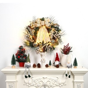 24 Inch Christmas Wreath - Outdoor Wreath, 8 Function Holiday Decoration, Festive Christmas Decor - 1 of 4