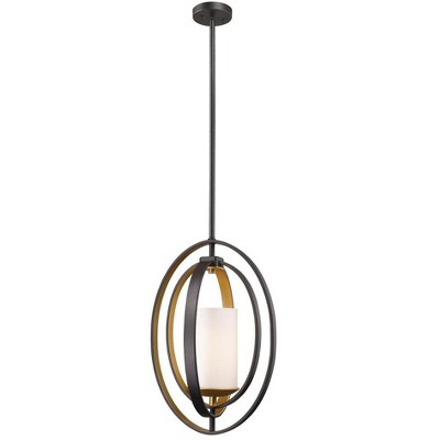Ashling 1-Bulb Glass Pendant Light - Contemporary Bronze Gold Finish, Dimmable, 11.38" Wide