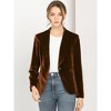 INSPIRE CHIC Women's Office Solid Shawl Collar Jetted Pockets One Button Velvet Blazer - 2 of 4