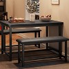 Vintage Kitchen Dining Set with Table and 2 Upholstered Benches, Perfect for Small Spaces and Seating for Two - 2 of 4