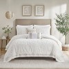 Sapphtopaz Comforter Set Tufted Chenille Medallions Embroidery Classic Solid Color Cotton Quilt Set 3 Piece 1 Quilt, 2 Pillow Shams - 4 of 4