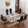 Modern 70'' Faux Marble Dining Table with Stainless Steel Base, Large Rectangular High Gloss Table for Kitchen or Dining Room – The Pop Home - 3 of 4