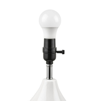 Liora 19" White and Silver Ceramic Table Lamp Set