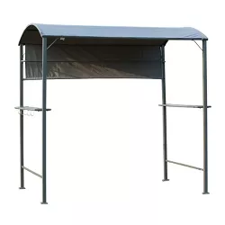 SUGIFT 7 ft Outdoor Grill Gazebo BBQ Canopy with Side Awning in Gray