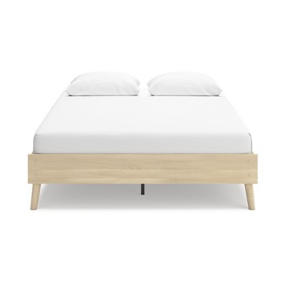 Light Brown Queen Wood Platform Bed with Storage