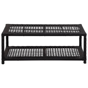 vidaXL Shoe Bench Black Poly Rattan, Metal - Black - 1 of 4