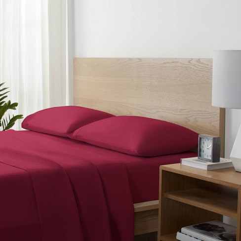 Serta Twin Supersoft Solid Sheet Set Maroon : Target