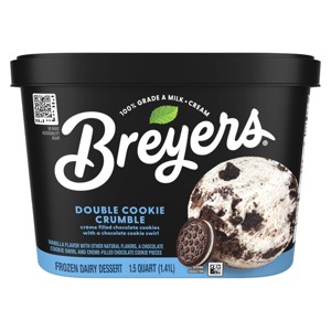 Breyers Double Cookie Crumble Frozen Dairy Dessert With Chocolate Cookie Swirl - 48oz - 1 of 4