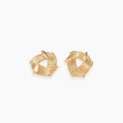 Sanctuary Project by sanctuaire Geo Textured Knot Stud Earring Gold