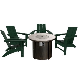 WestinTrends Ashore Modern Folding Poly Adirondack Chair With Square Fire Pit Table Set - 1 of 4