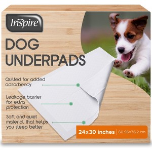 Inspire White Disposable Pet Underpads for Dogs & Cats, Super Absorbent Leak Proof - 1 of 4