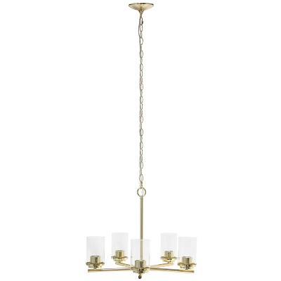 Elegant Gold Brass 5-Light Chandelier with Clear Glass Shades