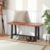 Tangkula 40" Dining Bench 2 Person Entryway Shoe Bench w/ Metal Frame Rectangular - 3 of 4