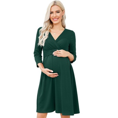 Casual Ruffle Maternity Dress Nursing A Line Party Midi Dress