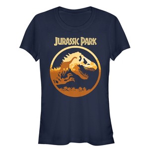 Juniors Womens Jurassic Park T. Rex Sunset Silhouette T-Shirt - 1 of 3