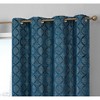 HLC.ME Versailles Lattice Flocked 100% Complete Blackout Thermal Insulated Window Curtain Grommet Panels, Set of 2 - 2 of 4