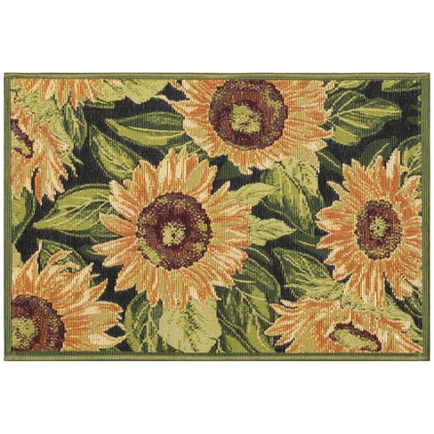 Indoor/Outdoor Sunflower Hooked Polypropylene Accent Rug