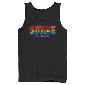 Men's Stranger Things Sparkling Rainbow Logo Tank Top - 1 of 4