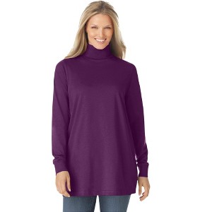 Woman Within Plus Size Perfect Long-Sleeve Turtleneck Tee - 1 of 4