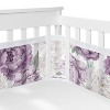 Sweet Jojo Designs Girl Crib Bedding + BreathableBaby Breathable Mesh Liner Pad Peony Floral Garden Purple Ivory and Green - 3 of 4