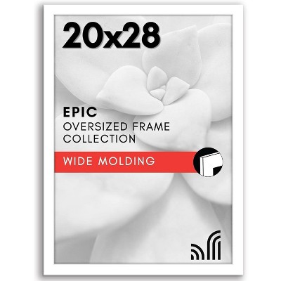 Americanflat 20x28 Picture Frame with Polished Plexiglass - White Picture Frame - Wide Photo Frames Made of Engineered Wood - Epic - White