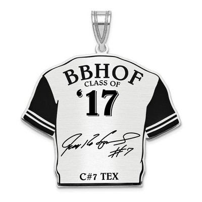 Black Bow Jewelry Sterling Silver Ivan Rodriguez Signature Enamel Jersey Pendant