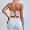 Women's Diamond Mesh Corset Top Boned Bustier with Back Lacing Strapless Sleeveless Bralette Shapewear Layering Piece - 4 of 4