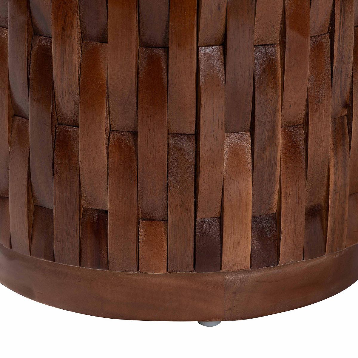 bali & pari Lavanya End Table with Petrified Wood Top Teak Wood Frame Black/Cream/Brown - thumbnail 3