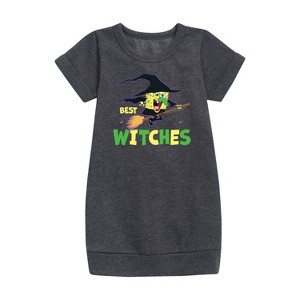 - SpongeBob SquarePants - Best Witches Graphic Short Sleeve Fleece Dress - 1 of 4