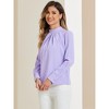 Allegra K Women's Business Casual Stand Collar Chiffon Long Sleeve Blouse - 4 of 4