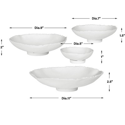 Matte White Christmas Winter Sculpture Bowls Set