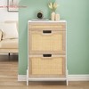 Entryway Rattan Shoe Cabinet w/ 2 Flipup Drawers & 1 Drawer, Freestanding Shoe Organizer, 3-Tier Shoe Storage Cabinet with Adjustable Shelves - 3 of 4