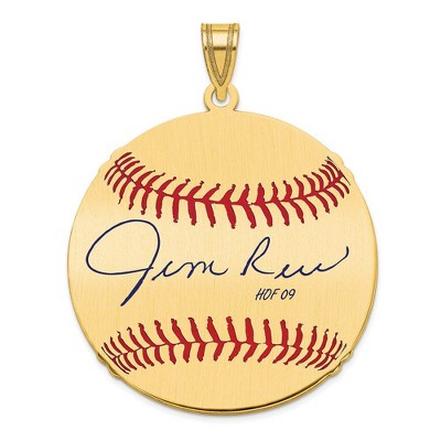 Black Bow Jewelry 14K Gold Plated Jim Rice Signature LG Enamel Baseball Pendant