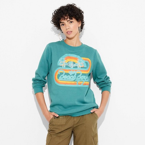 Women s The Beach Boys Rainbow Graphic Sweatshirt Green Target