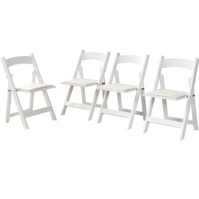 Anybear 4pcs Upholstered Folding Chair For Dining Room, Space Saving, Easy To Carry, White Shelf+Beige Cushion
