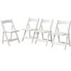 Gulches Set of 4 Upholstered Folding Chairs - Solid Wood, Beige PU Leather Cushion/White Shelf, No Installation, Space-Saving - 3 of 4