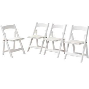 Anybear 4pcs Upholstered Folding Chair For Dining Room, Space Saving, Easy To Carry, White Shelf+Beige Cushion - 1 of 4